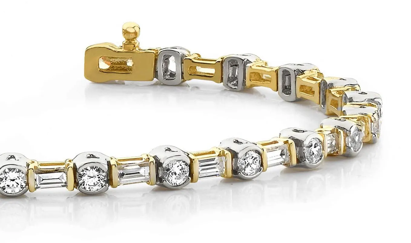 Half Bezel And Channel Set Lab-Grown Diamond Bracelet with 5.04 ct.(finished) 4x2mm, 3mm