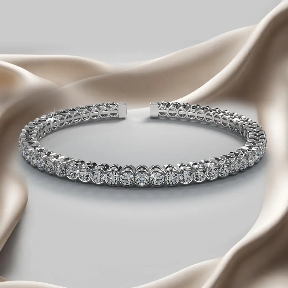 Half Bezel Set Flexible Diamond Bangle with 3.03 ct.(finished) 2.5mm