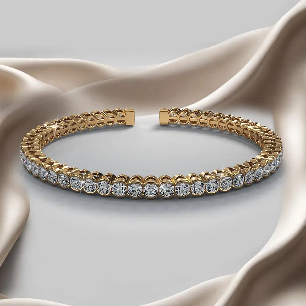 Half Bezel Set Flexible Diamond Bangle with 3.03 ct.(finished) 2.5mm