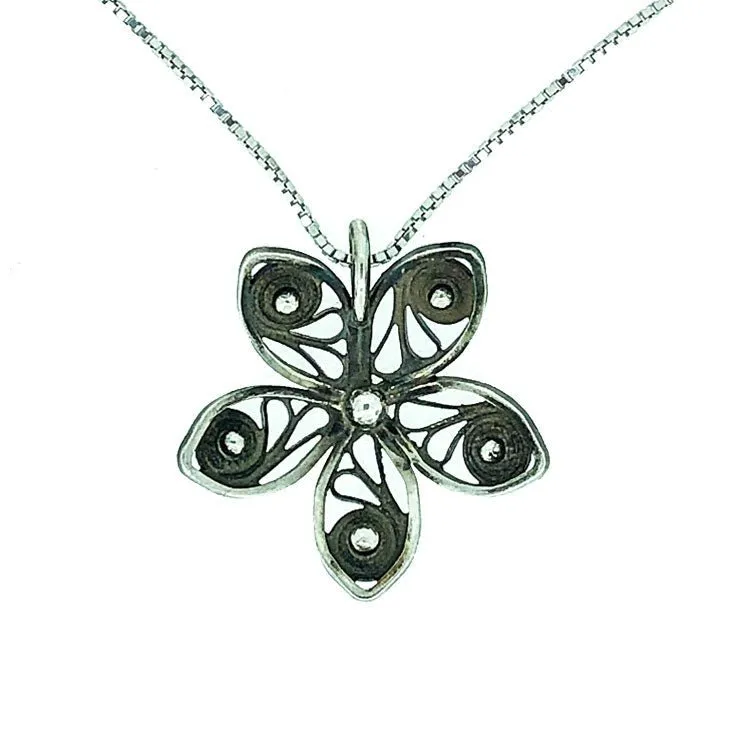 Handmade Icelandic Filigree Flower - Oxidised