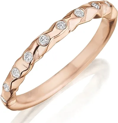 Henri Daussi Burnished Diamond Wedding Band