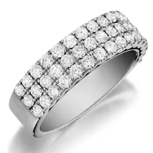Henri Daussi Three Row Diamond Band