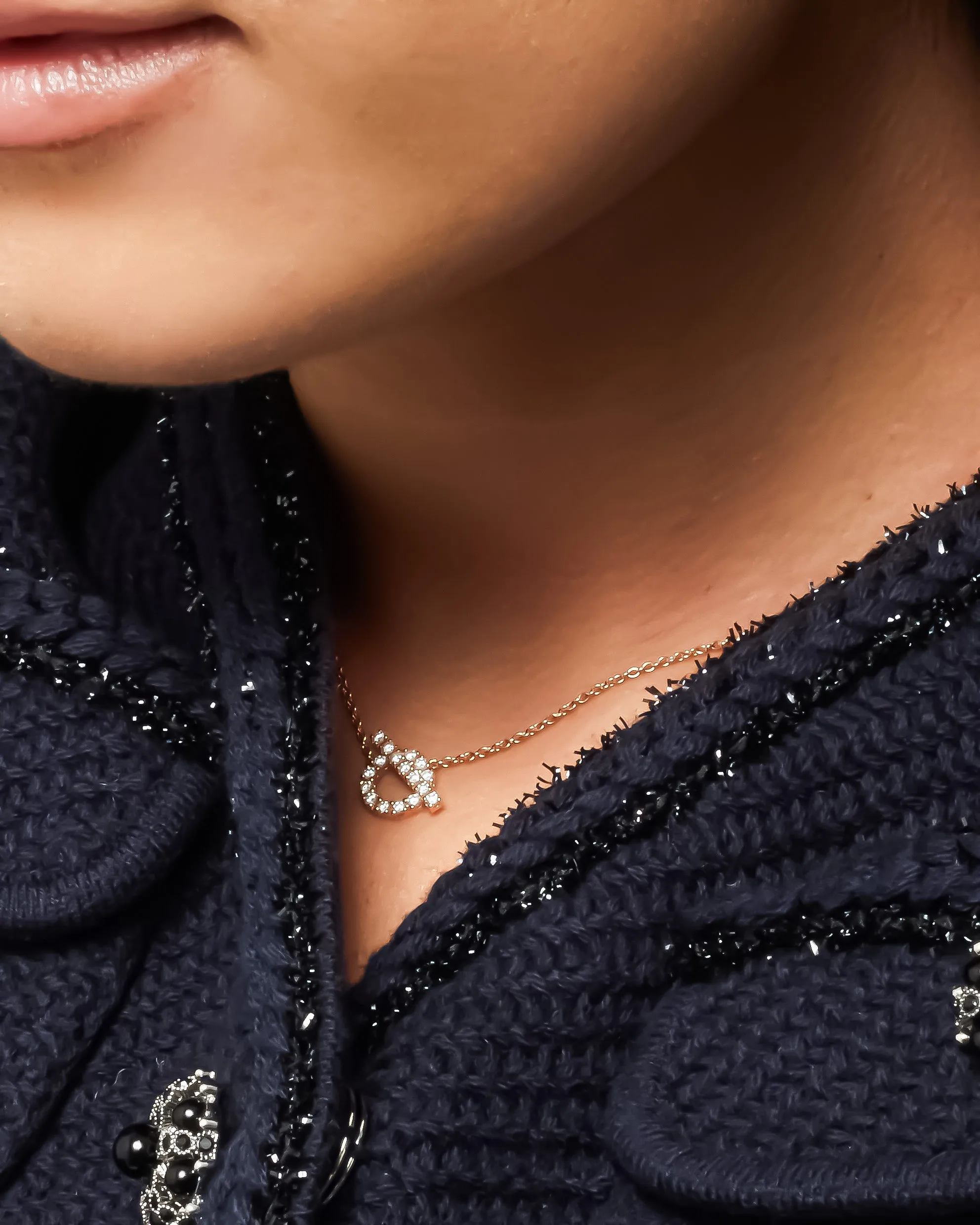 Hermès Rose Gold & Diamond Finesse Pendant Necklace