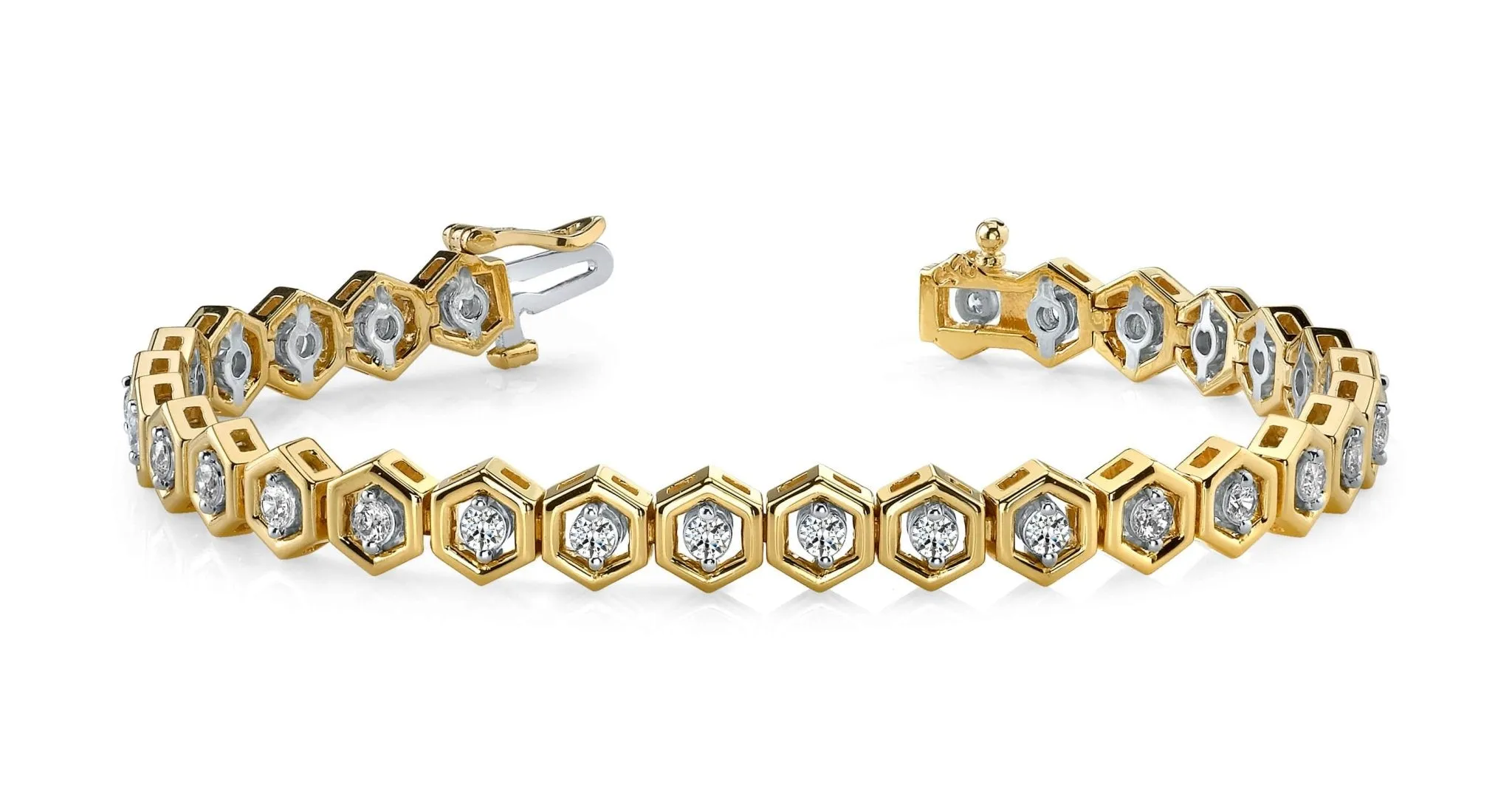 Hexagon Link Diamond Bracelet with 1.50 ct.(finished) 2.2mm