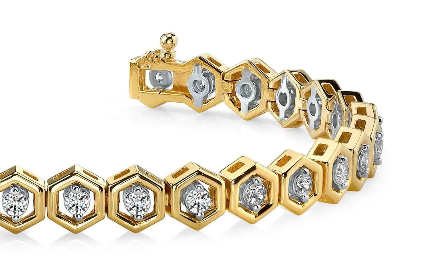 Hexagon Link Diamond Bracelet with 1.50 ct.(finished) 2.2mm