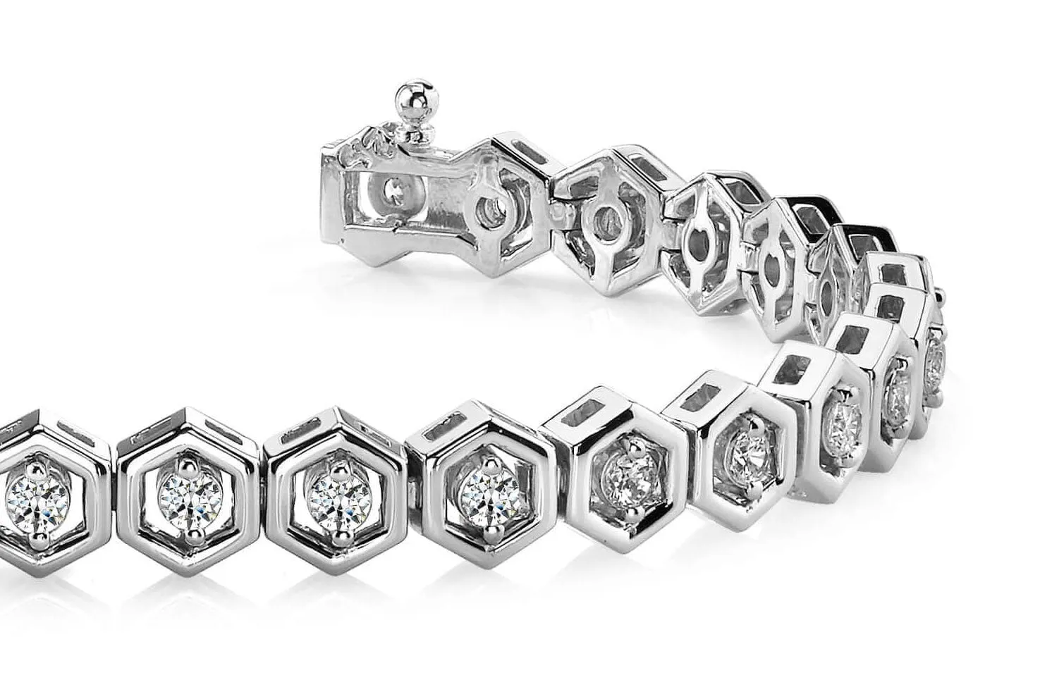 Hexagon Link Diamond Bracelet with 1.50 ct.(finished) 2.2mm