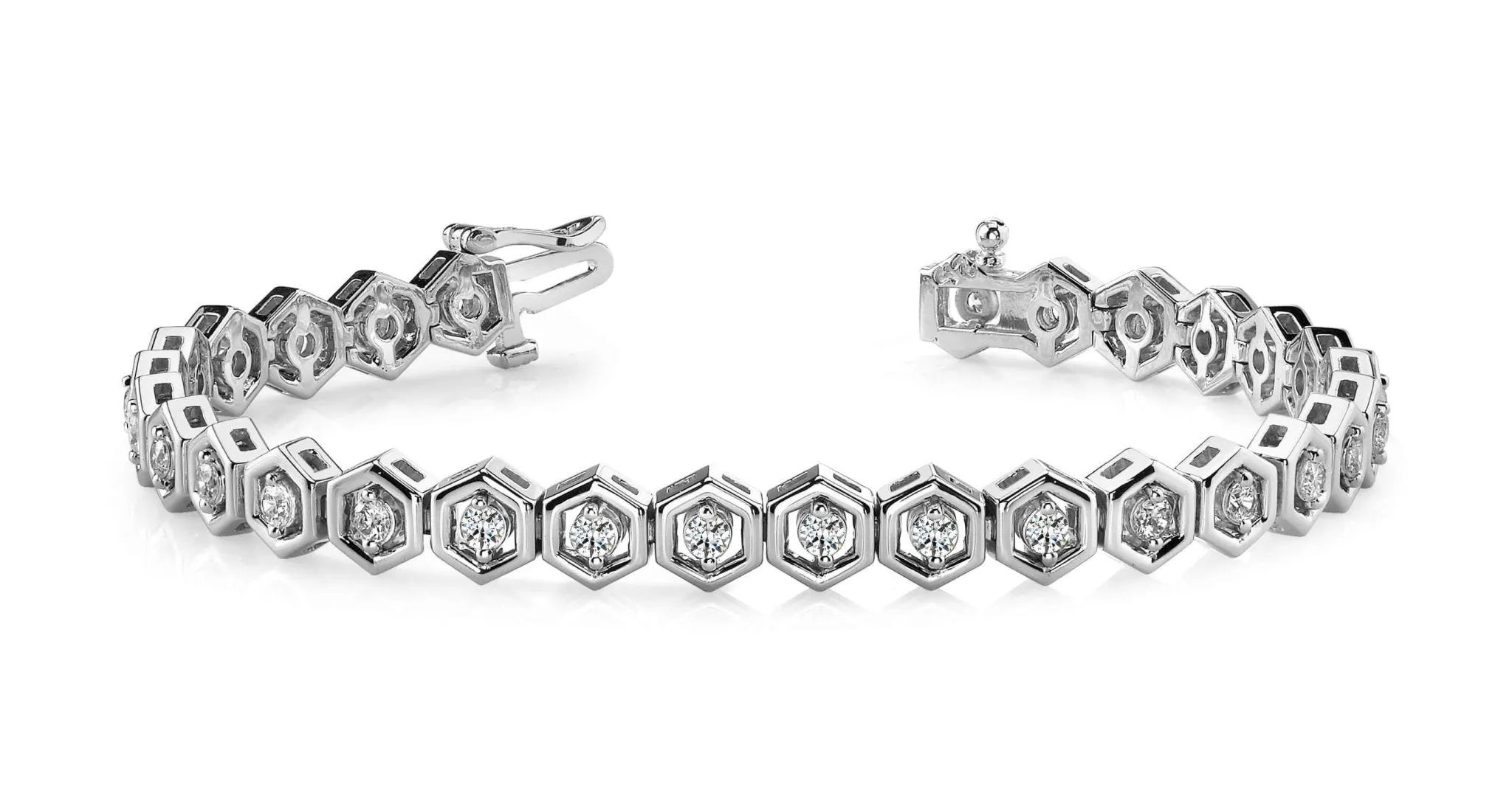 Hexagon Link Diamond Bracelet with 1.50 ct.(finished) 2.2mm