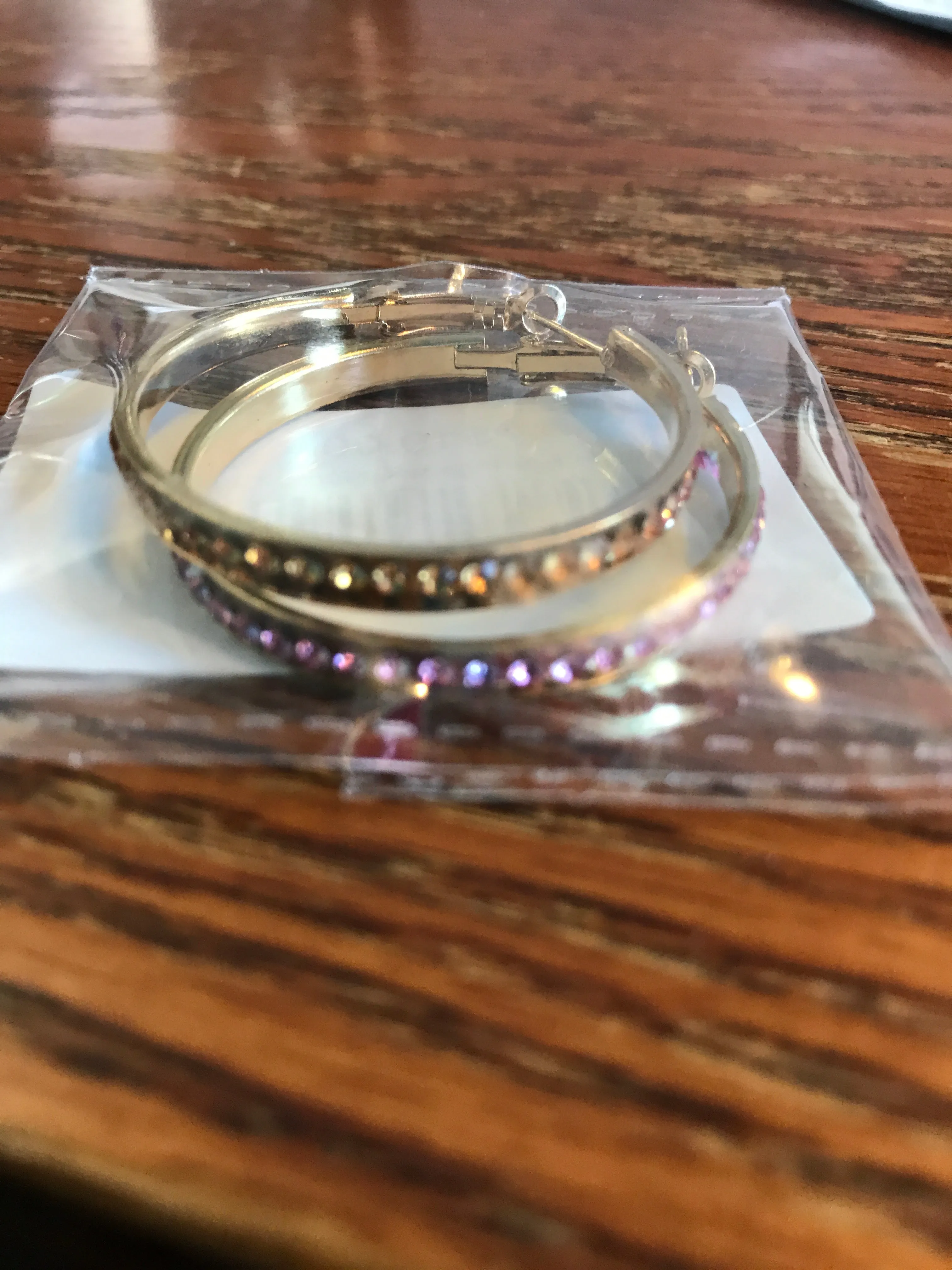 Hoop Style Earrings w/Colored Studs