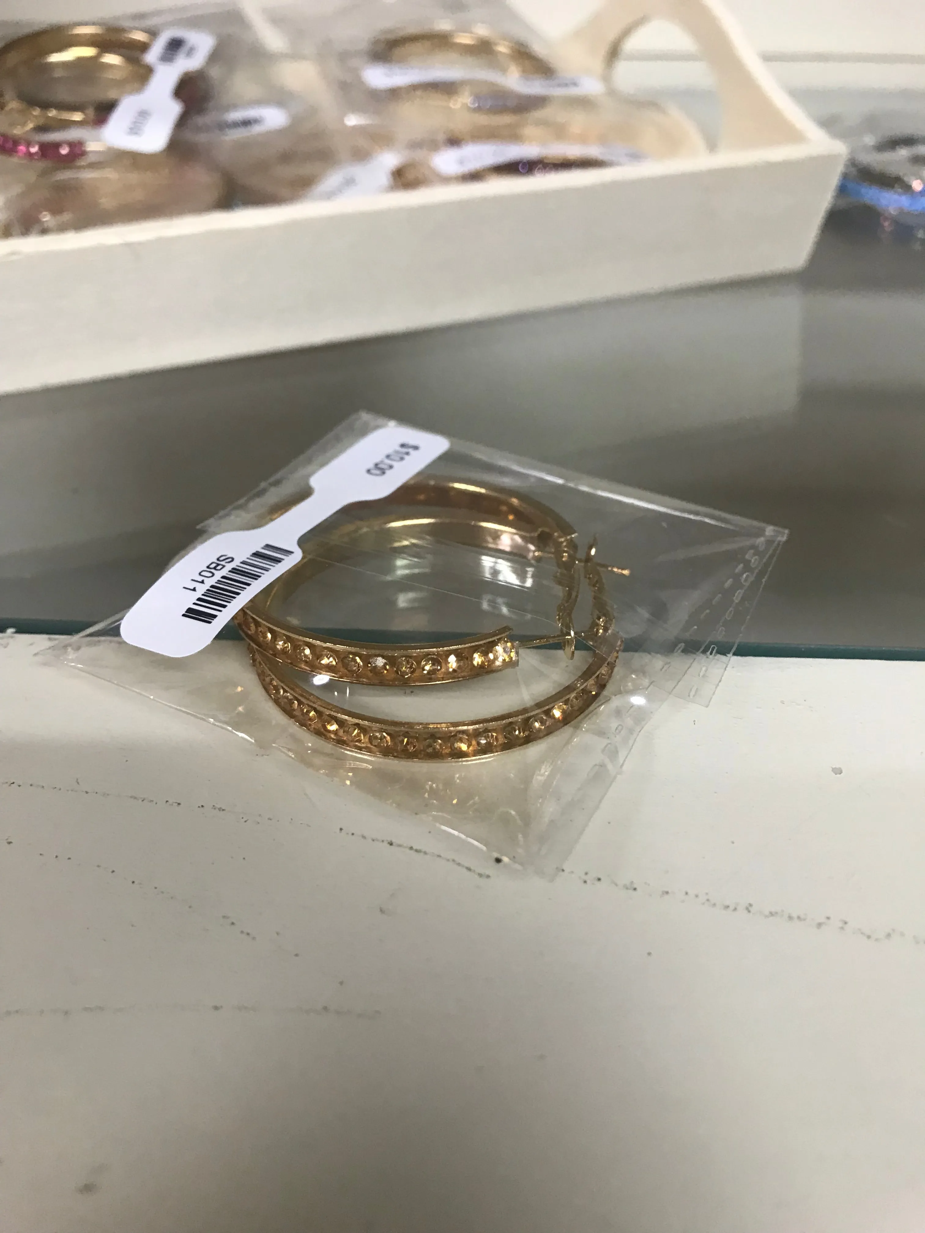 Hoop Style Earrings w/Colored Studs