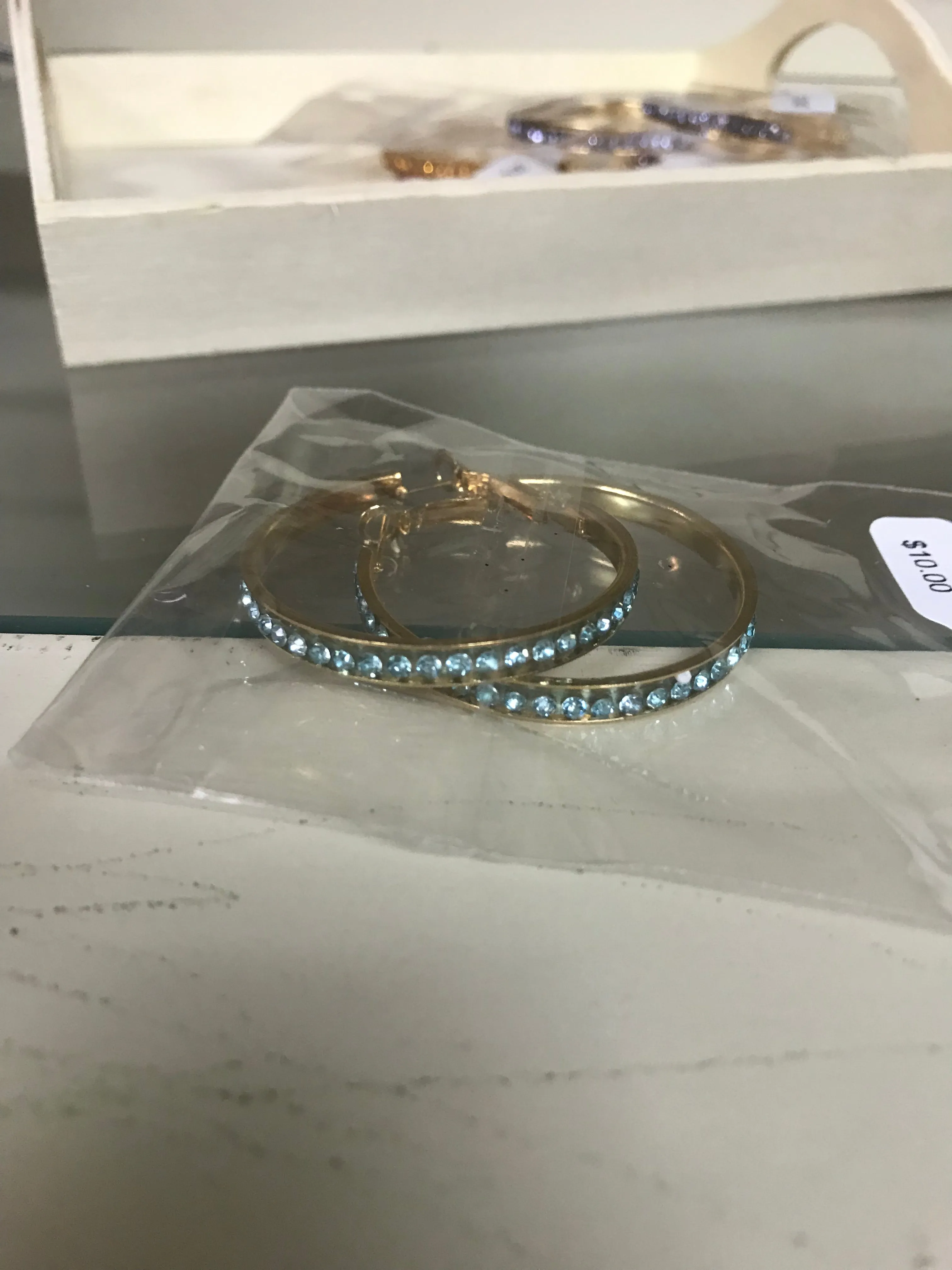Hoop Style Earrings w/Colored Studs