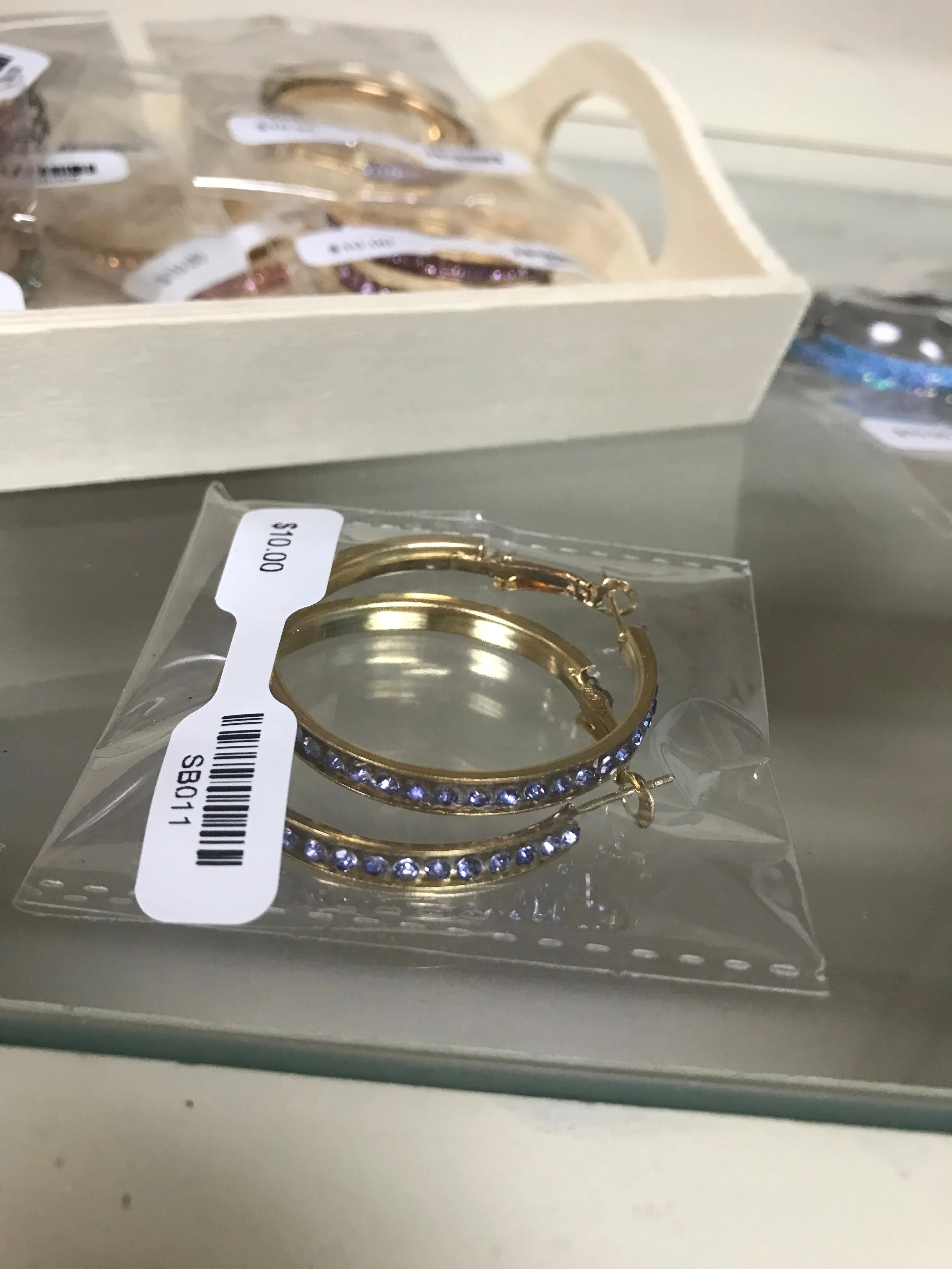 Hoop Style Earrings w/Colored Studs