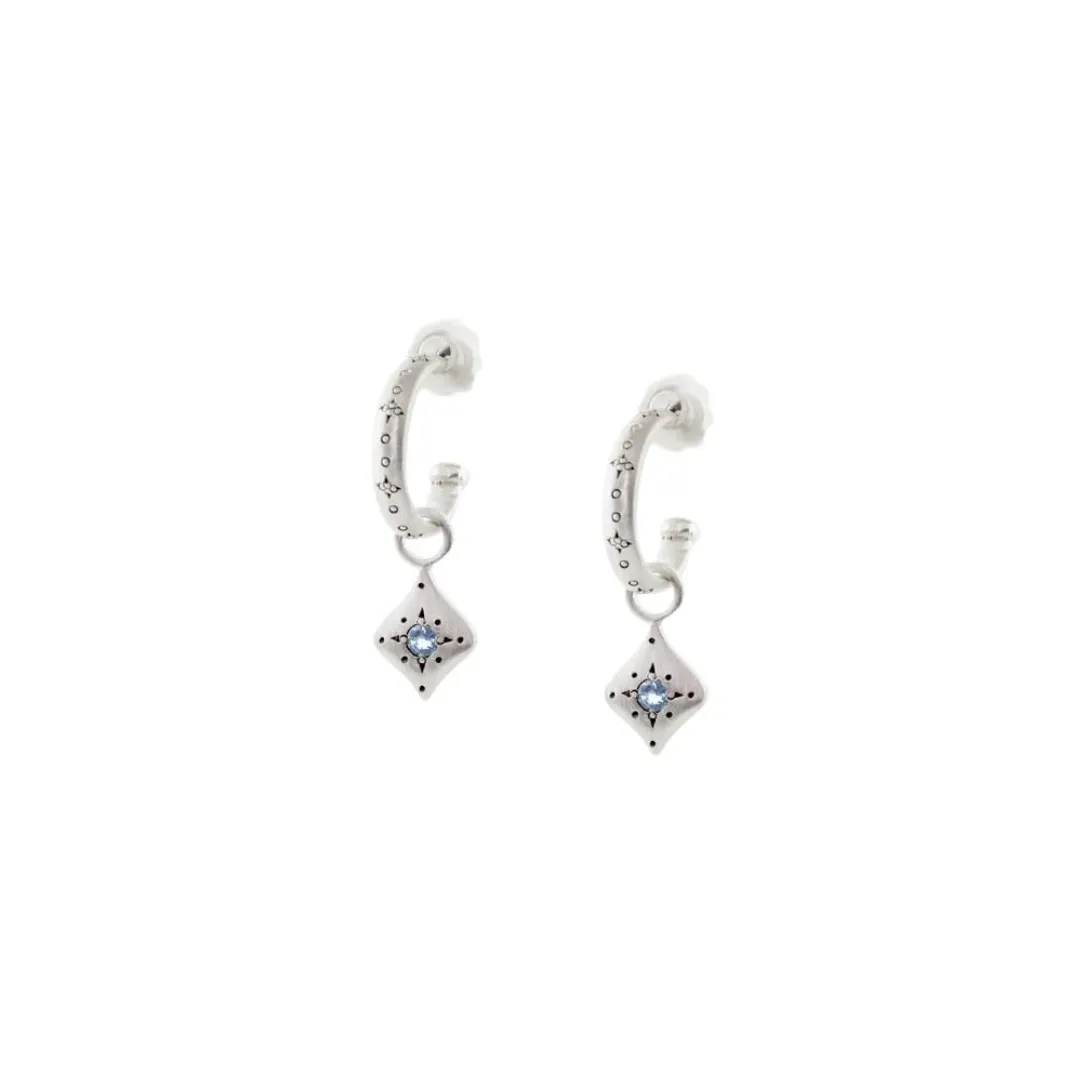 Hoops with Aquamarine Silver Night Charms