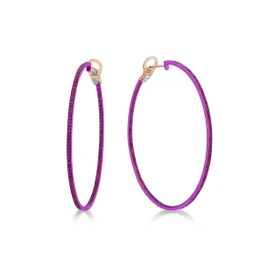 Hot Pink Pink Sapphire Hoop Earrings