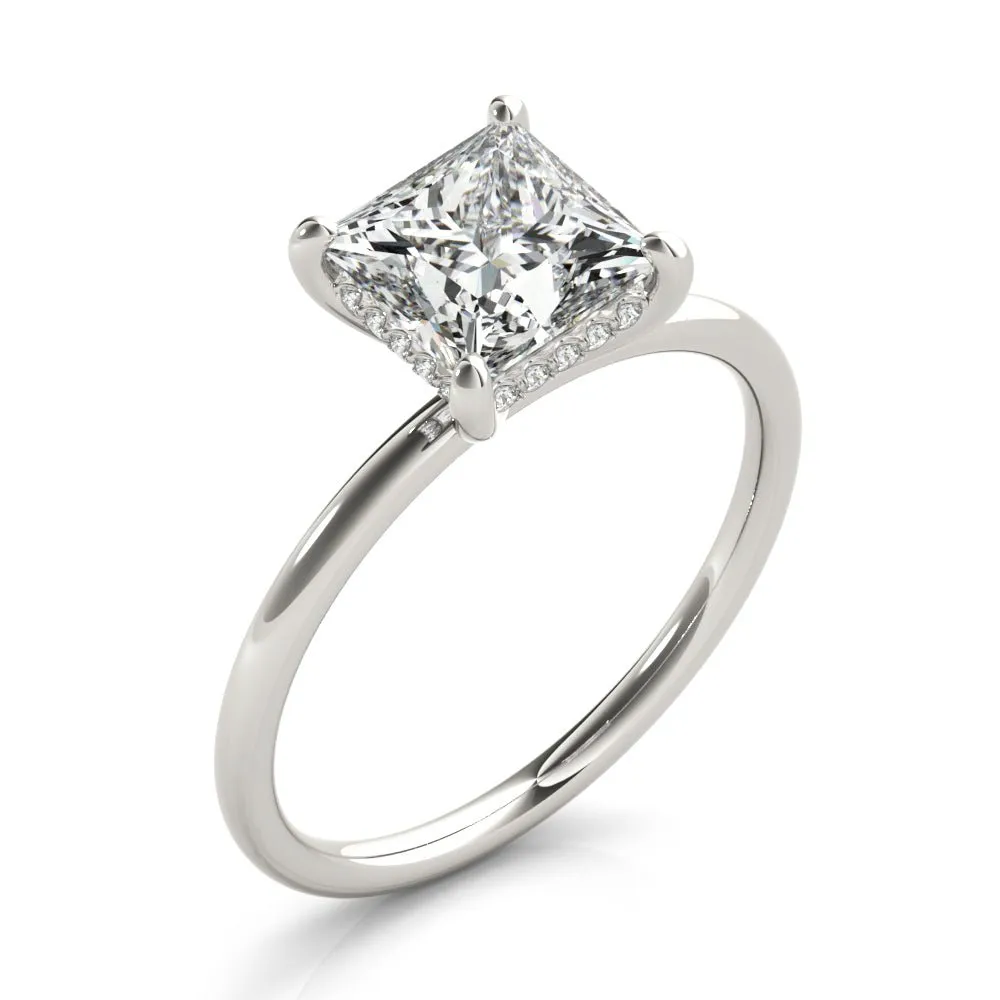Houston Princess Cut Hidden Halo Solitaire Engagement Ring