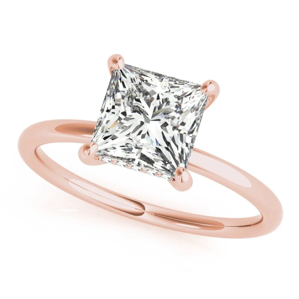 Houston Princess Cut Hidden Halo Solitaire Engagement Ring