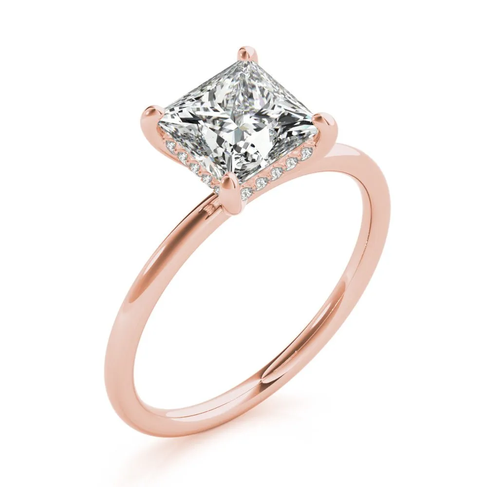Houston Princess Cut Hidden Halo Solitaire Engagement Ring