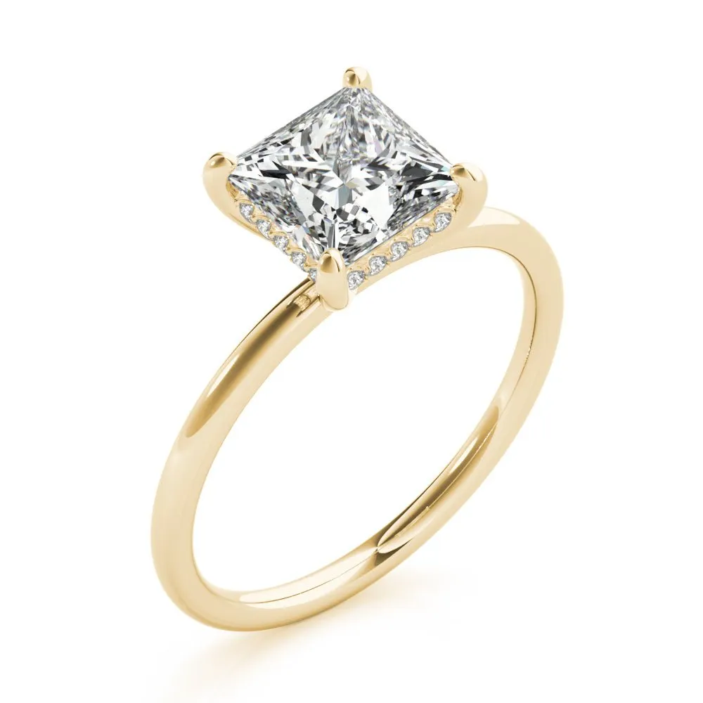 Houston Princess Cut Hidden Halo Solitaire Engagement Ring