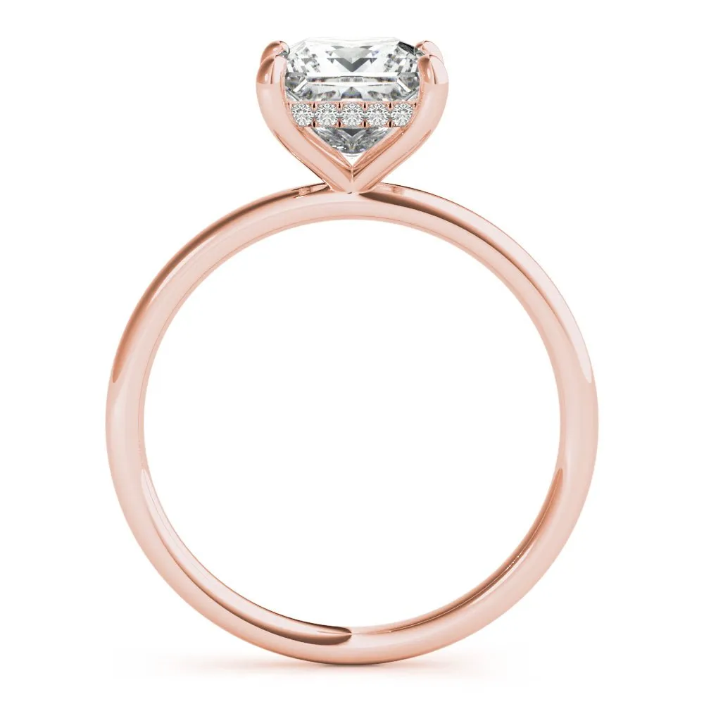 Houston Princess Cut Hidden Halo Solitaire Engagement Ring