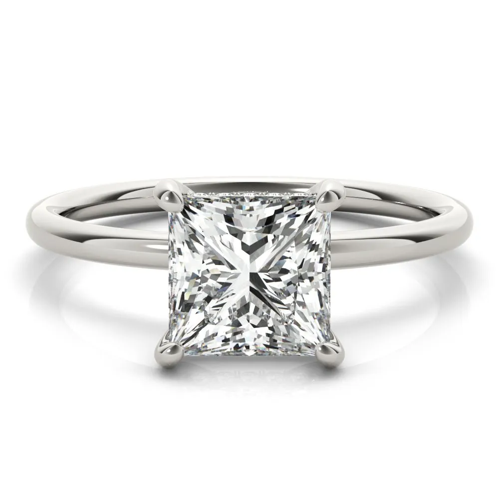 Houston Princess Cut Hidden Halo Solitaire Engagement Ring