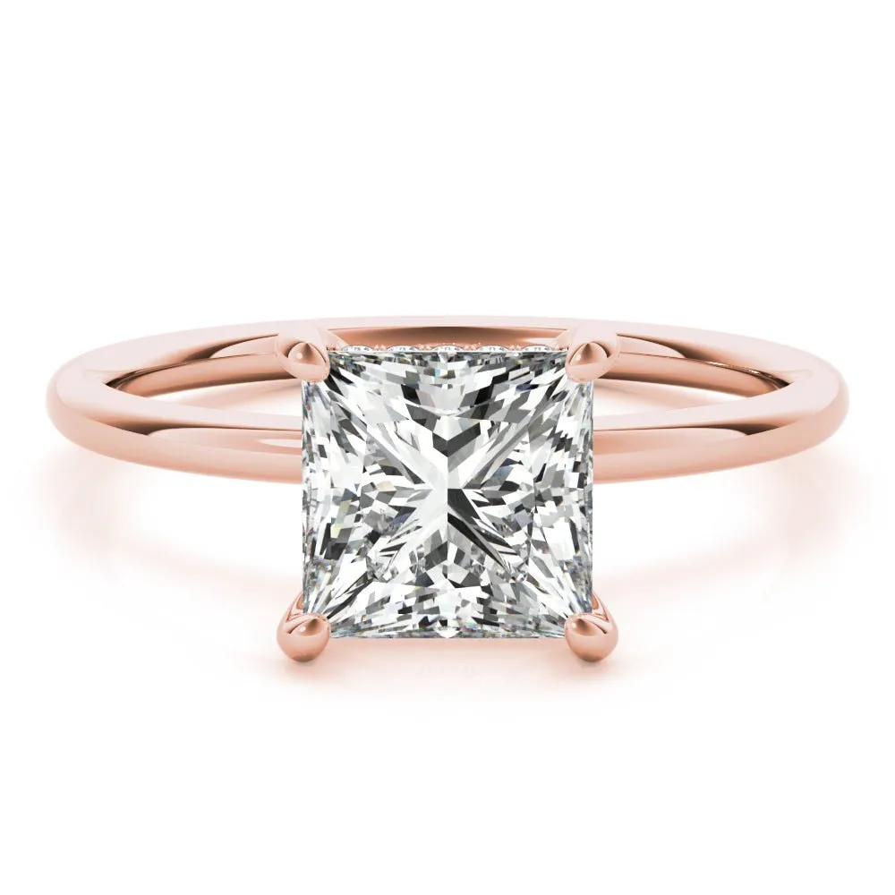 Houston Princess Cut Hidden Halo Solitaire Engagement Ring