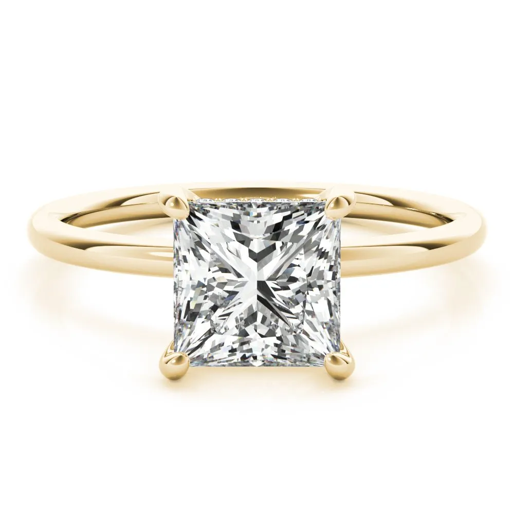 Houston Princess Cut Hidden Halo Solitaire Engagement Ring
