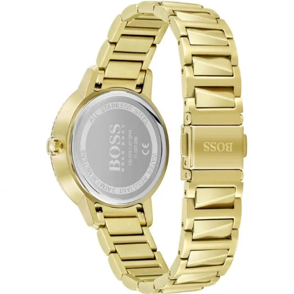 HUGO BOSS Signature Gold Stainless Steel Gold Dial Quartz Watch for Ladies - 1502541