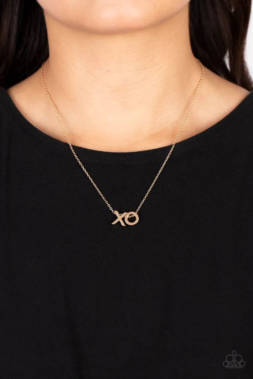 Hugs and Kisses - Gold - XO Dainty Paparazzi Short Necklace
