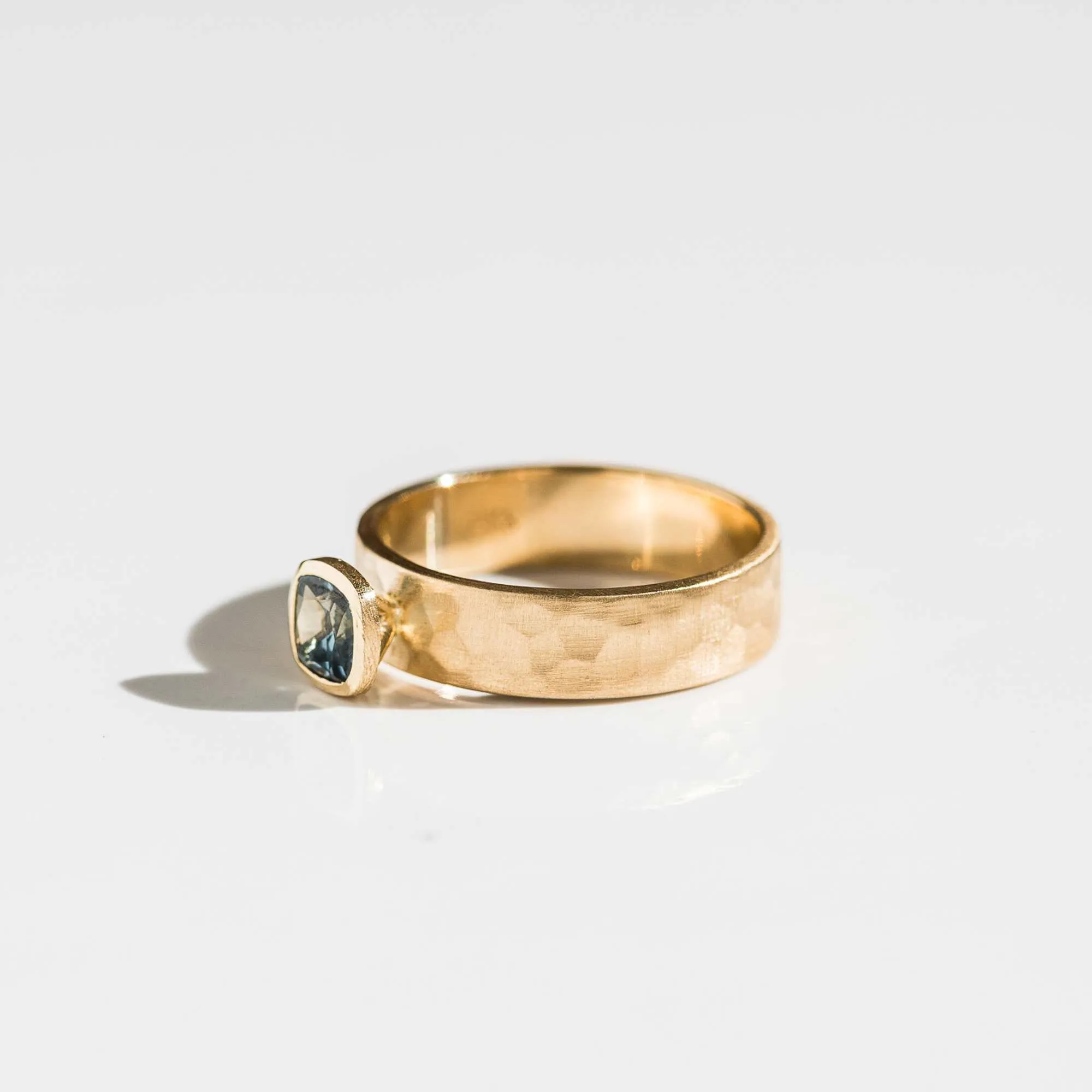 Ice Blue Montana Sapphire Cushion Ring in 14k Gold