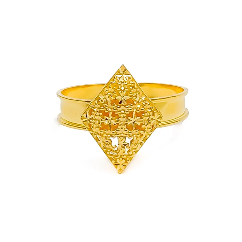 Iconic Diamond Shaped 21k Gold Bracelet W / Matching Ring