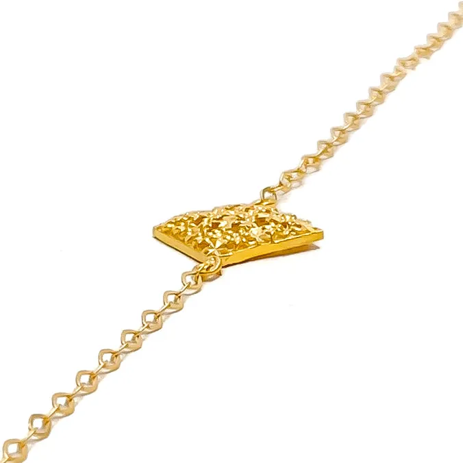 Iconic Diamond Shaped 21k Gold Bracelet W / Matching Ring