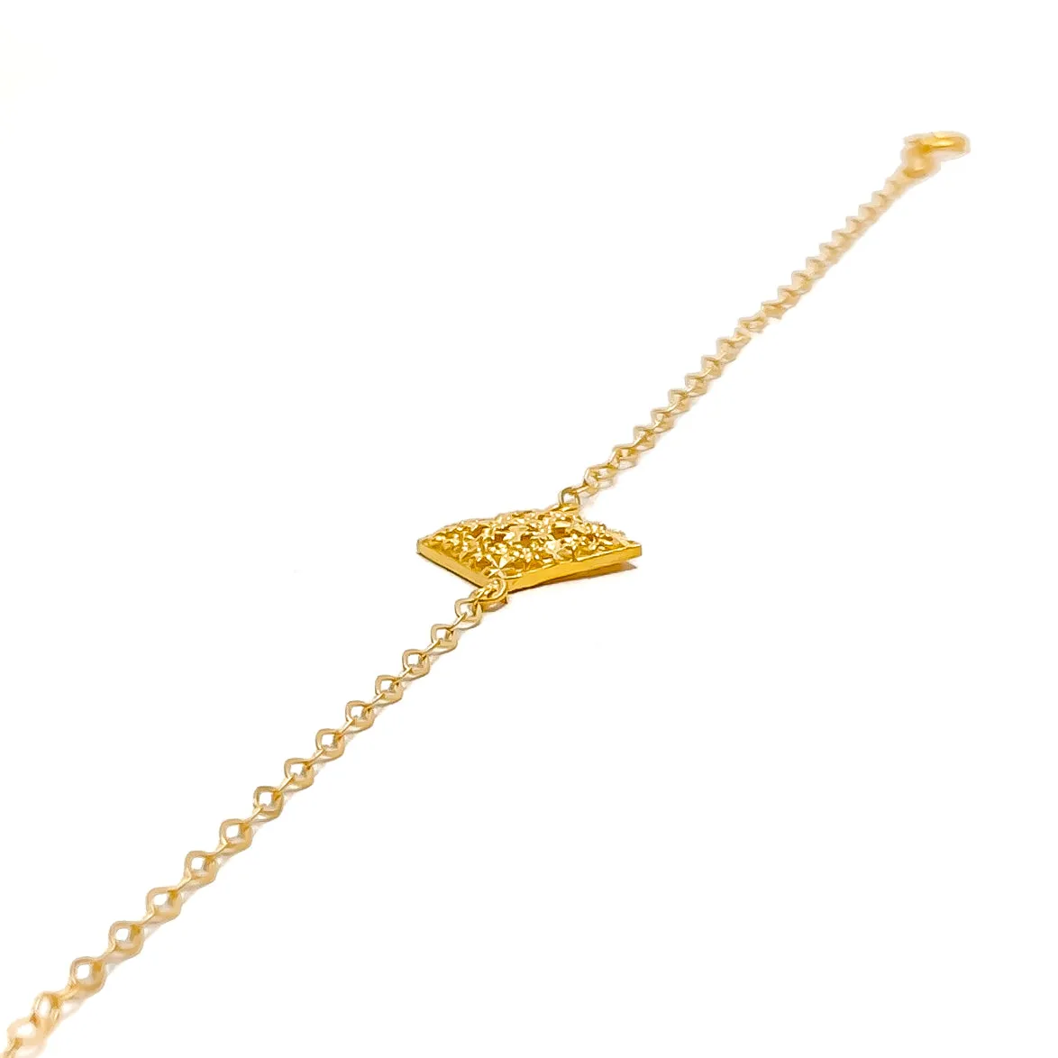 Iconic Diamond Shaped 21k Gold Bracelet W / Matching Ring