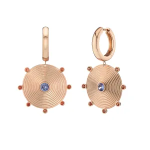 Ingrid Hoop & Drop Earrings with Tanzanite & Orange Sapphires
