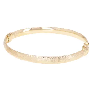 Italian 14k Yellow Gold Hollow Diamond-Cut Bangle Bracelet 7" 5.5mm 5 grams