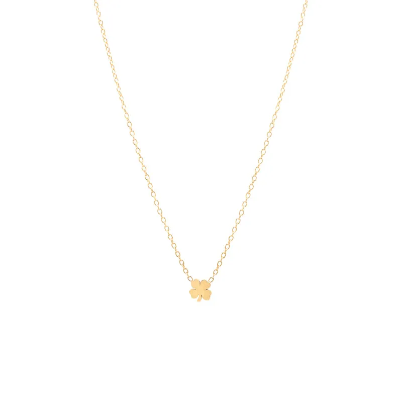 Itty Bitty Clover Necklace in Yellow Gold