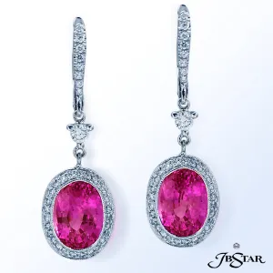 JB STAR PLATINUM PINK SAPPHIRE, & DIAMOND EARRINGSCENTER: PINK SAPPHIRE OVAL 6.88 CT. TW.DIAMOND