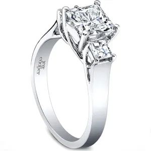 Jeff Cooper Three Stone Princess Cut Lattice Engagement Ring