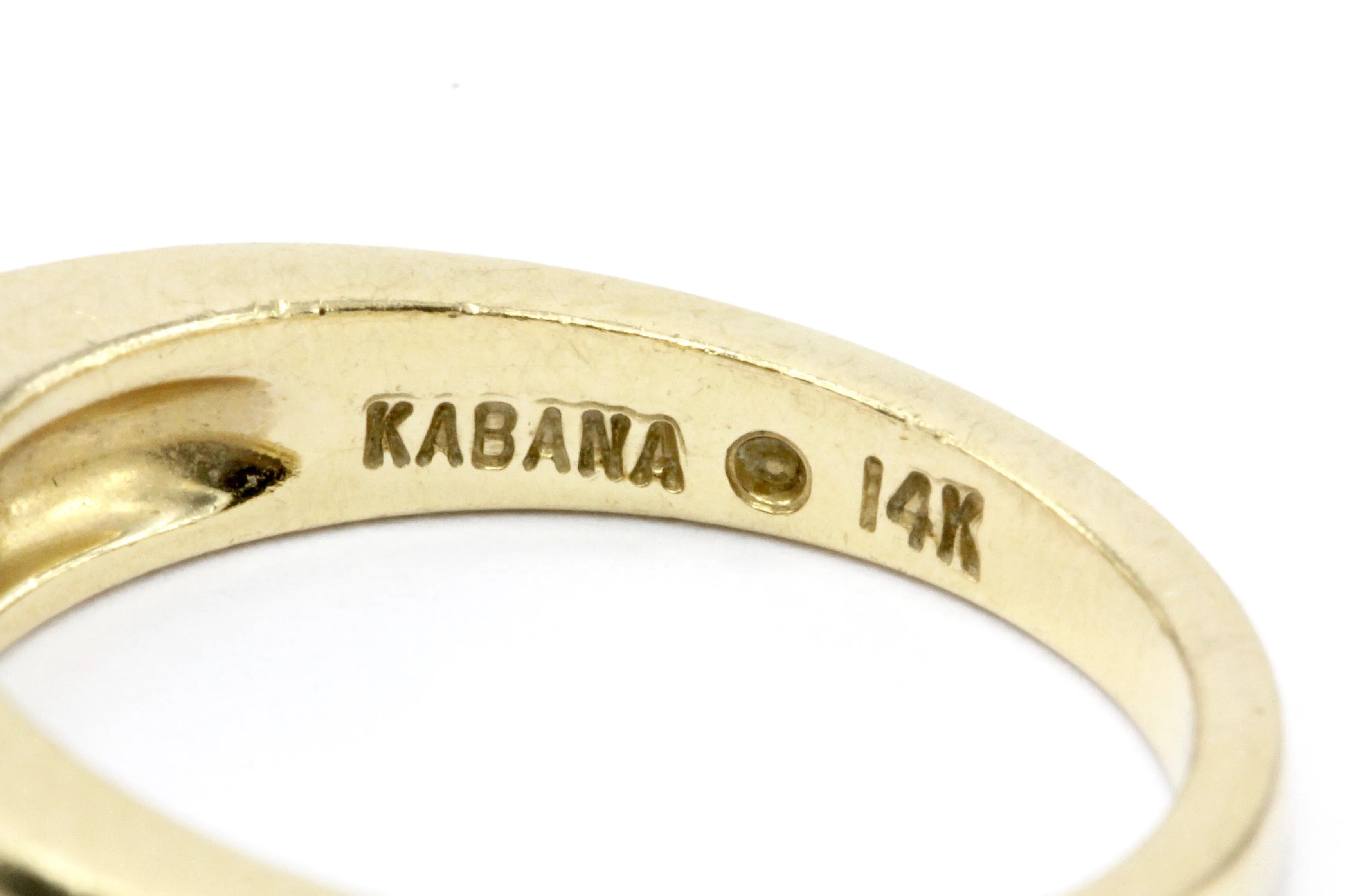 Kabana 14K Gold Princess Cut Diamond & Opal Inlaid Ring Band
