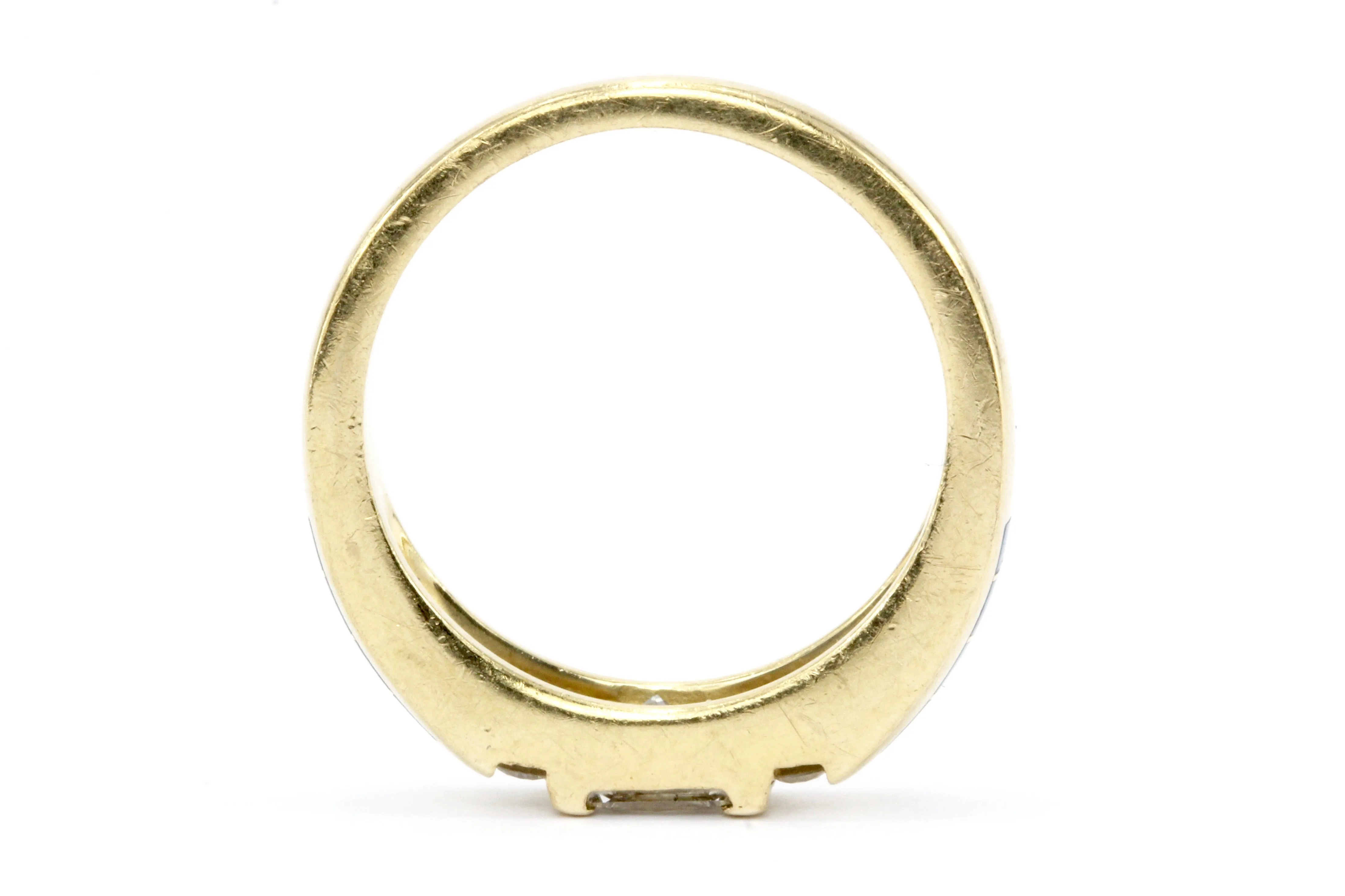 Kabana 14K Gold Princess Cut Diamond & Opal Inlaid Ring Band