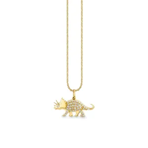 Kids Collection Gold & Diamond Triceratops Necklace