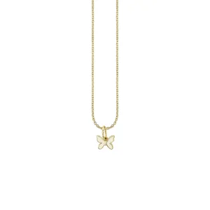 Kids Collection Gold & Enamel Mini Butterfly Charm Necklace