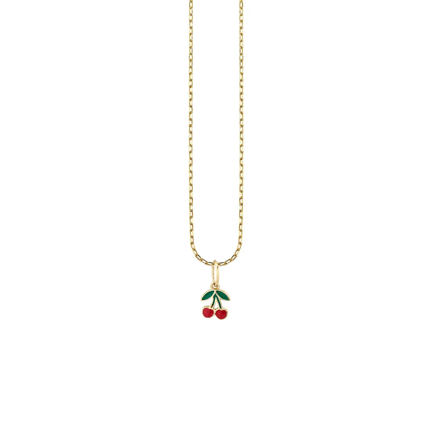 Kids Collection Gold & Enamel Mini Cherry Charm Necklace