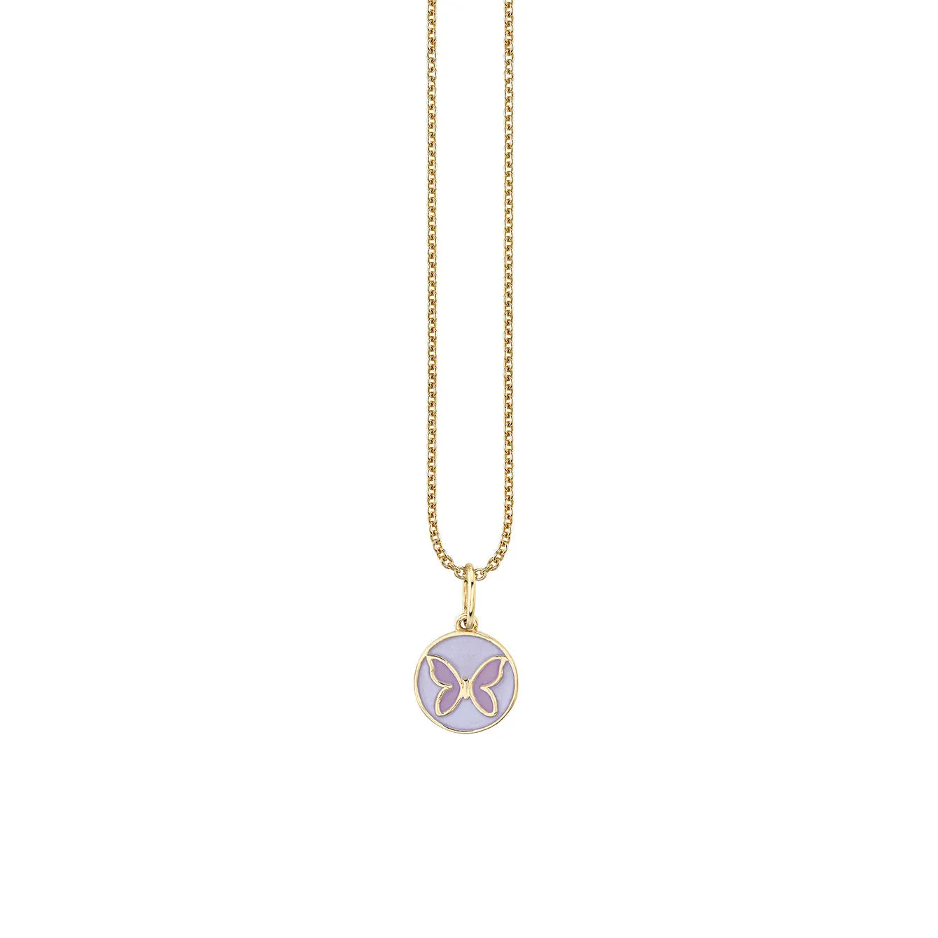 Kids Collection Gold & Enamel Tiny Butterfly Medallion Necklace