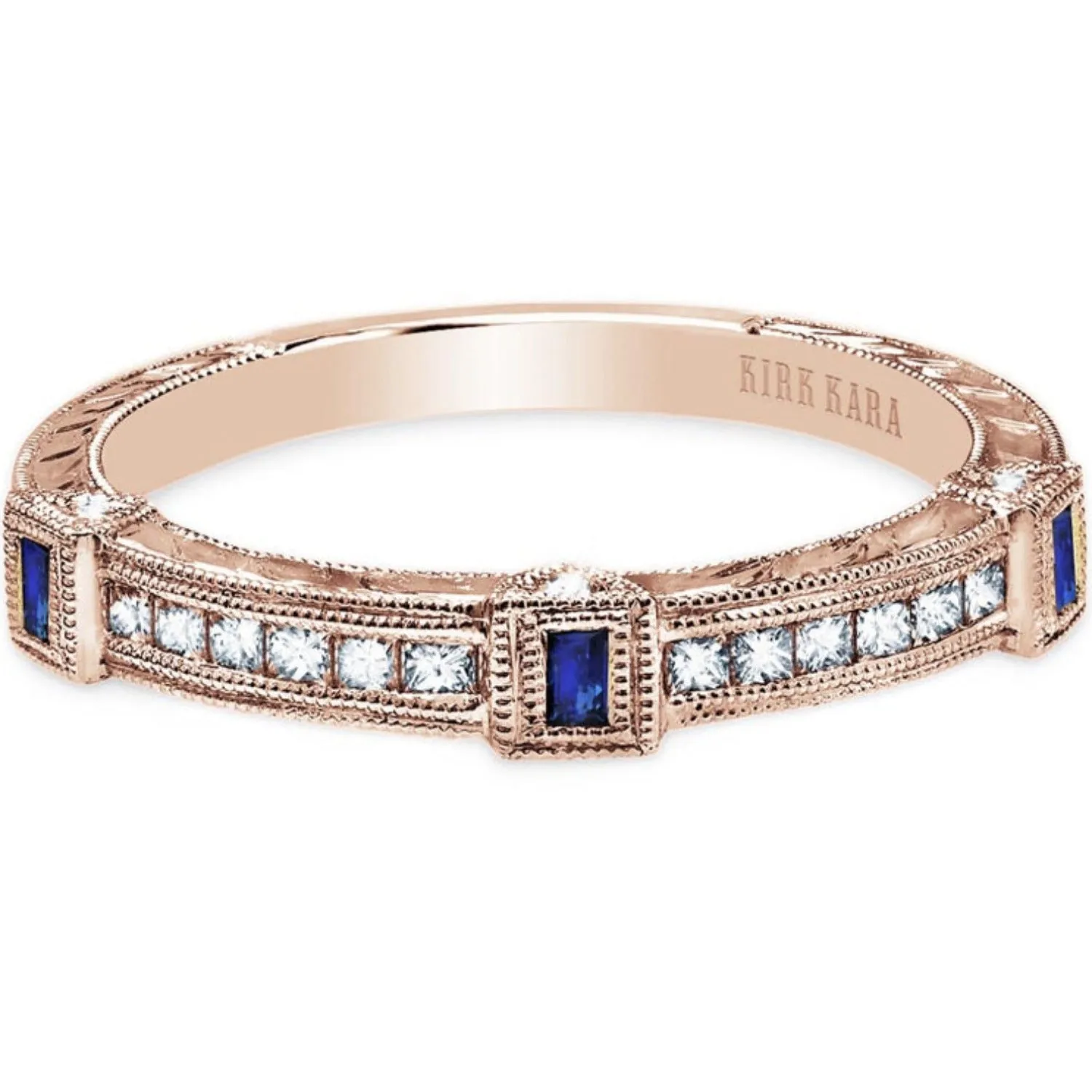 Kirk Kara "Carmella" Blue Sapphire & Diamond Wedding Band