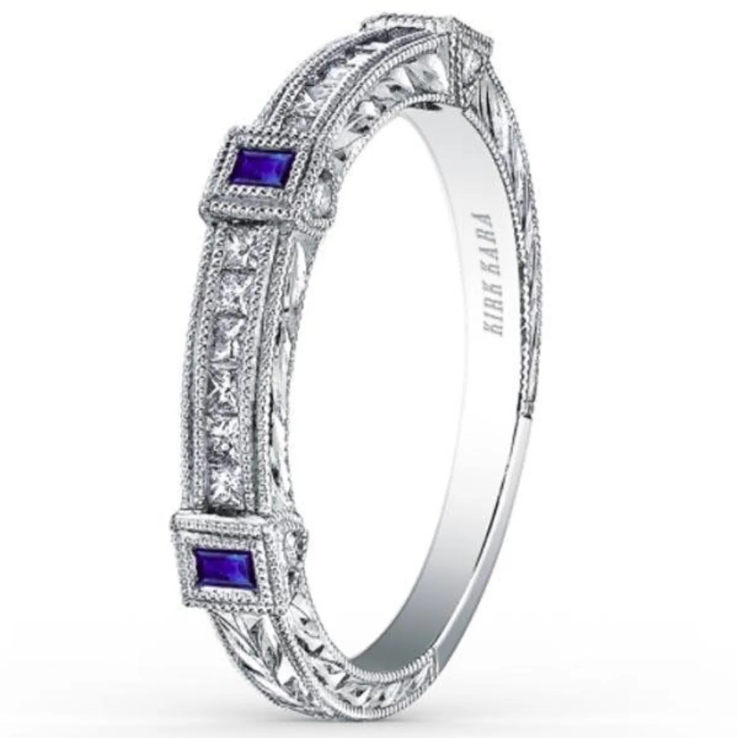 Kirk Kara "Carmella" Blue Sapphire & Diamond Wedding Band