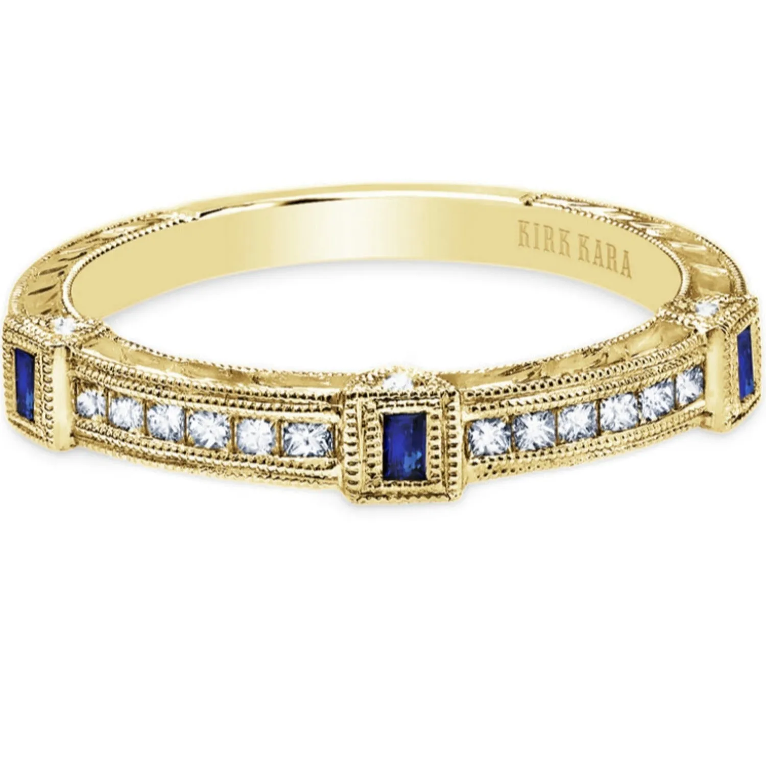 Kirk Kara "Carmella" Blue Sapphire & Diamond Wedding Band