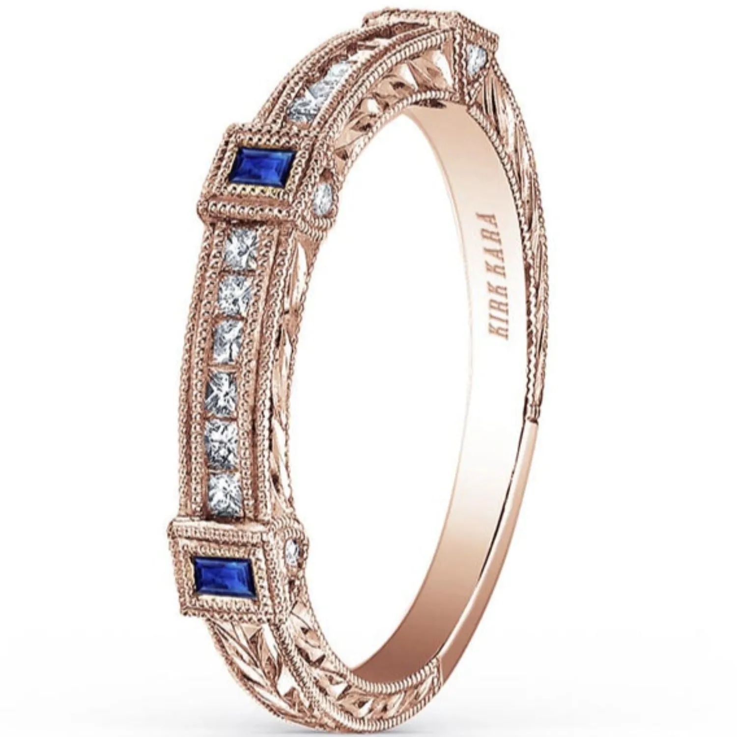 Kirk Kara "Carmella" Blue Sapphire & Diamond Wedding Band