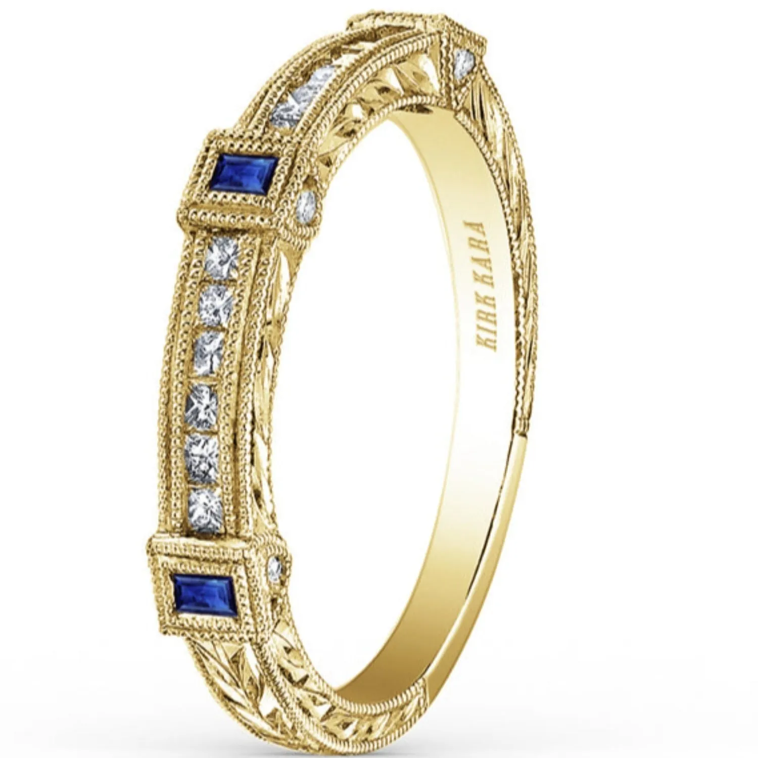 Kirk Kara "Carmella" Blue Sapphire & Diamond Wedding Band