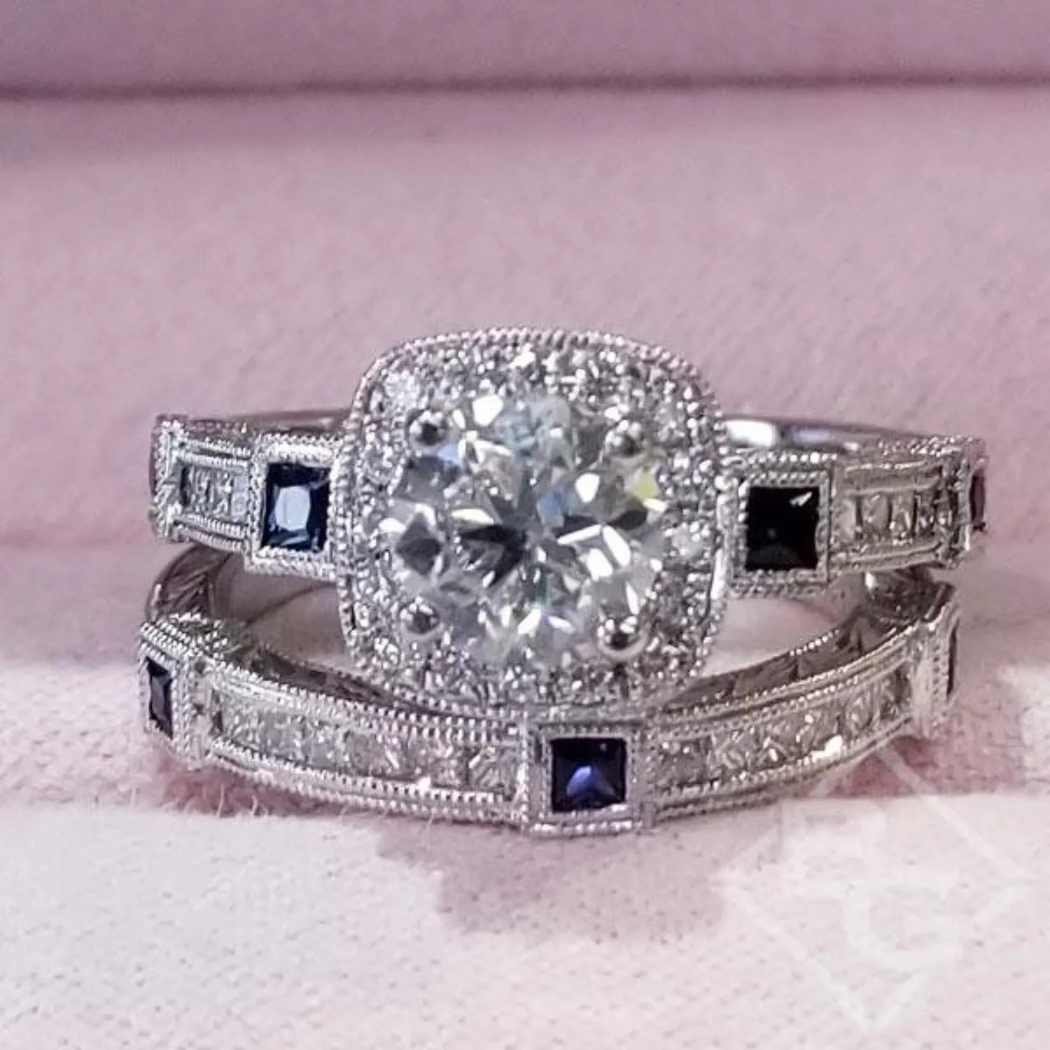 Kirk Kara "Carmella" Blue Sapphire & Diamond Wedding Band