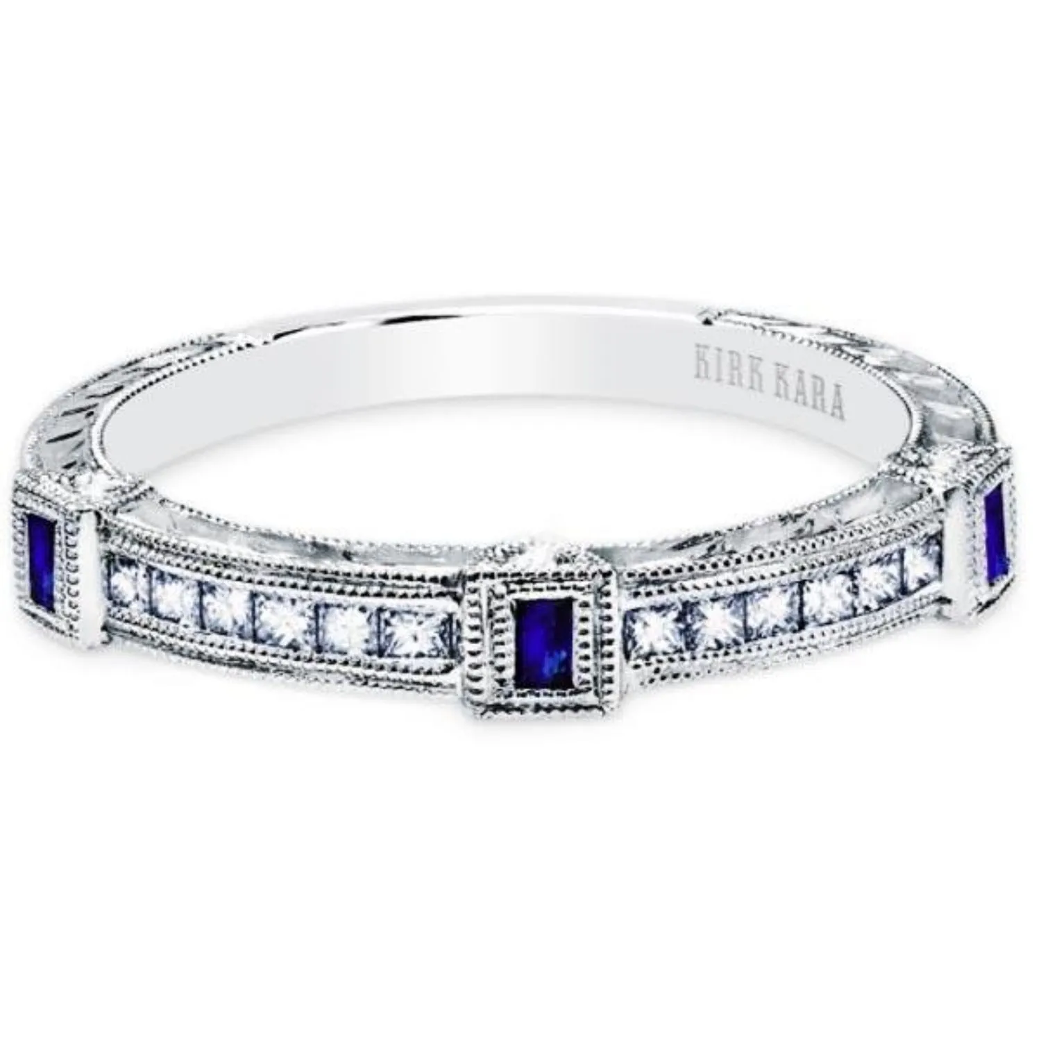 Kirk Kara "Carmella" Blue Sapphire & Diamond Wedding Band