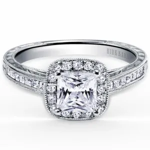 Kirk Kara "Carmella" Cushion Halo Diamond Engagement Ring